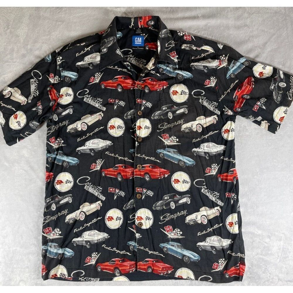 GM by David Carey Corvette Stingray Button Down‎ Shirt Men's XL General Motors